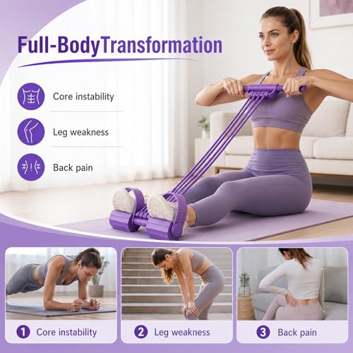 Pedal Resistance Bands with Handles, 2026 New 3 in 1 Multifunction Yoga Resistance Band, Upgrate 8 Tube Exercise Band, Stretching Workout Fitness Bands for Abdomen, Waist, Arm, Leg - color: Pink