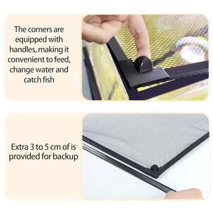 Anti Jump Netting for Fish Tanks Includes Mounts Netting Cover Pet Aquarium Screen - size: Small