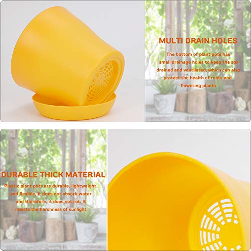 JERIA 16-Pack 4" Plastic Flower Plant Pots Thickened Seedlings Nursery Pots, Colorful Flower Plant Container Seed Starting Pots with Pallet (8 Colors) - color: Multicolor