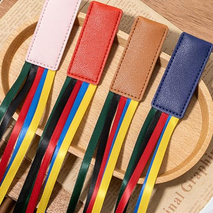 2 Pcs Creative Bookmarks Ribbon Page Markers Reading Bible Bible PU Leather Ribbon Page Holders