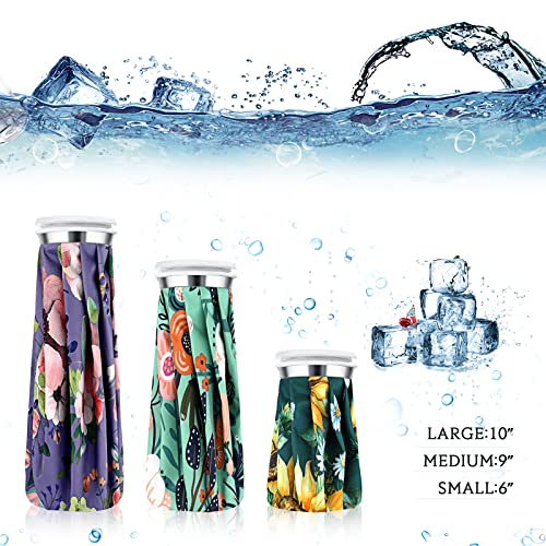 Nuanchu 3 Pieces Ice Bags for Injuries Reusable Ice Pack Hot Cold Water Bag 6, 9, 10 Inches Hot Cold Therapy and Pain Relief Pain Screw Top for Sports Knee Head Leg(Flower Style) - style: Flower Style