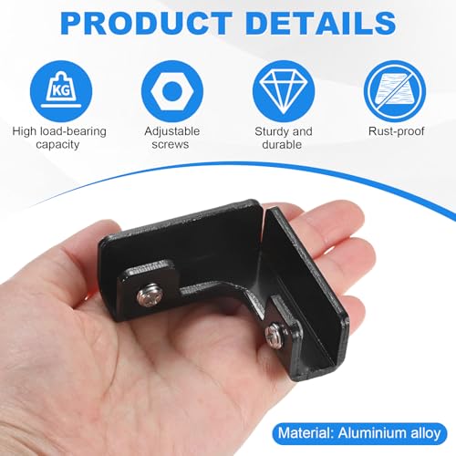 M METERXITY 2-Pack Glass Clamps, Aluminum Alloy L-Shaped Glass Connector Clip Holder for 8-10mm Thickness Panels/Display Cabinet/Aquarium/Fish Tank [Black] Combination Fixing Bracket