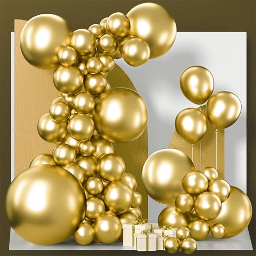PartyWoo Gold Balloons 127pcs Different Sizes of 36 18 12 10 5 Inch Gold Balloon Arch Kit Garland for Birthday Wedding Anniversary Baby Shower Graduation Retirement Casino Party Decorations Gold-G101 - color: Gold-g101, size: 127PCS