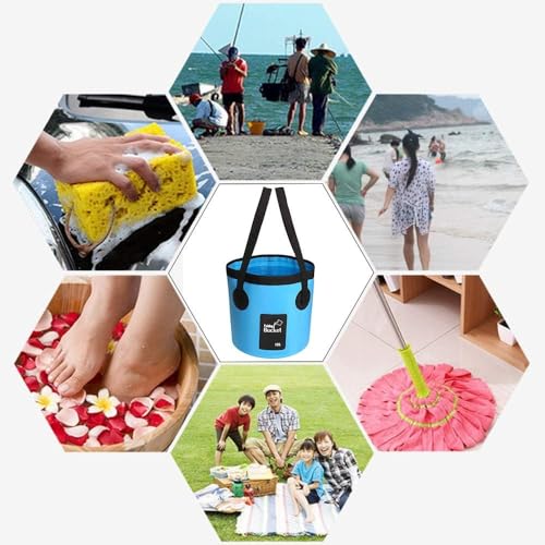Collapsible Bucket with Handle, Multifunctional Foldable Water Container for Camping, Hiking, Traveling, Fishing, Washing, Gardening, Waterproof, Durable, Lightweight, Black - color: Sfvblue