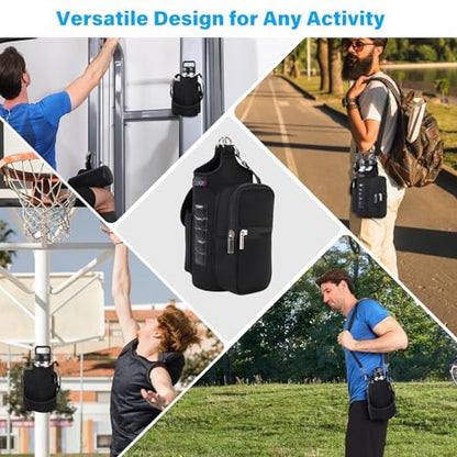 icolor Magnetic Gym Bag Water Bottle Carrier Holder with Phone Pockets & Shoulder Strap,Gym Magnetic Bag 5 Built-in Magnets Gym Accessories Organizer Sling Bottle Bag Pouch Sleeve - color: PureBlack