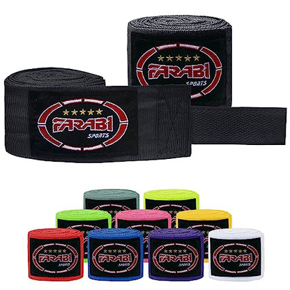 FARABI Kids Boxing Hand Wraps 100 Inches Long Junior Hand Wraps Boxing Hand Wraps Muay Thai Hand Wraps MMA Boxing Hand Wraps Men Boxing Hand Wraps Kids Boxing Hand Wraps Inner Gloves - color: Black