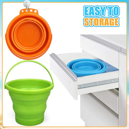 Collapsible Bucket Sandbox Kit Toys for Kids, Foldable Bucket Multi Purpose Sand Pail for Garden Planting Washing Camping Fishing, Beach Essential Travel Toys Summer Activity, Easter Egg Bucket Gift - color: Orange