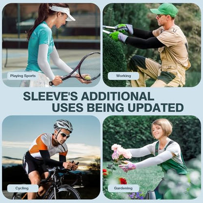 2 Pairs UV Protection Cooling Arm Sleeves Compression Sun Sleeves for Men Women Youth, Tattoo Cover Up, UPF 50 - color: 2 Pairs: 1 Pair White & 1 Pair Light Gray
