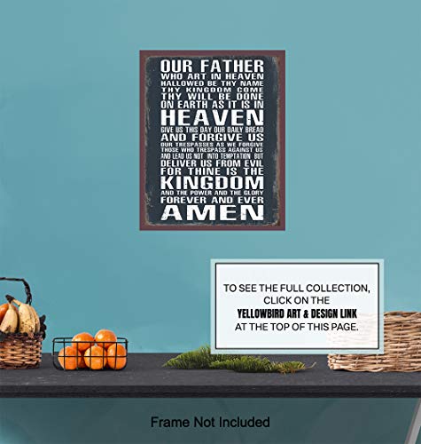 The Lords Prayer Wall Art - Religious Gifts for Men, Guys - Christian Gifts for Man, Boys - Spiritual Catholic Picture - Rustic Man Cave Decor, Boys Bedroom, Home Office - Catholic Print for Man