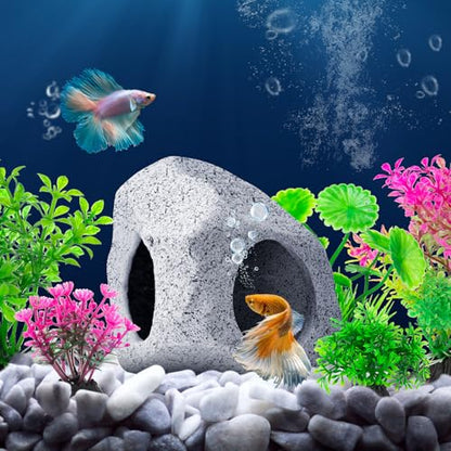 CousDUoBe 10Pcs Aquarium Hideaway Rock Cave Fish Tank Decorations quarium,Betta Toys Hideout Stones House,Safe and Non-Toxic Ceramic Fish Tank Ornaments