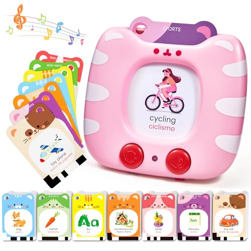 JoyCat Spanish & English Bilingual Talking Flash Cards for Toddlers 1-5 - style: 454 Words Bilingual-Pink