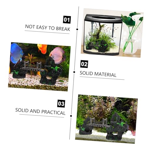 BESPORTBLE Fish Tank Resin Bridge Decoration Underwater Suspension Bridge Model for Aquarium Landscaping Unique Rockery Statue Fish Hideout Craft Retro Design for Betta and Shrimp Tanks