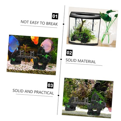 BESPORTBLE Fish Tank Resin Bridge Decoration Underwater Suspension Bridge Model for Aquarium Landscaping Unique Rockery Statue Fish Hideout Craft Retro Design for Betta and Shrimp Tanks