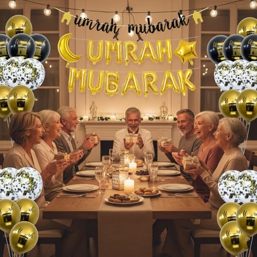 20Pcs Umrah Mubarak Decorations, Eid Mubarak Decorations Suitable for Religious Events and Home Decor