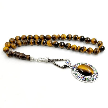 ALBASHAN Tasbih Men Natural Tiger Eye Stone Prayer Beads Muslim Misbaha 33 45 51 66 99 100Beads Professional Rosary Bead (12mmx45beads) - color: 12mmx45beads