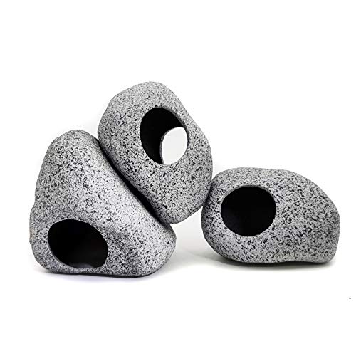 Aquarium Decorations Rock, Stackable Fish Tank Decor | Shrimp Habitat, Breeding Tube, Hiding Cave, Betta Fish,Ceramic Shelters