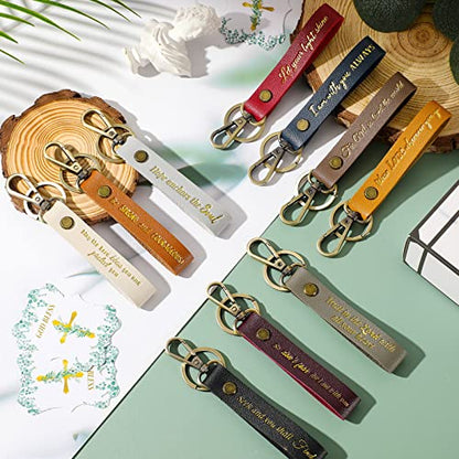 20 Pcs Christian Key Chain Leather Religious Keychain Inspirational Bible Key Chains Verse Quote Keychains Easter Day Gift - color: Multi Colors