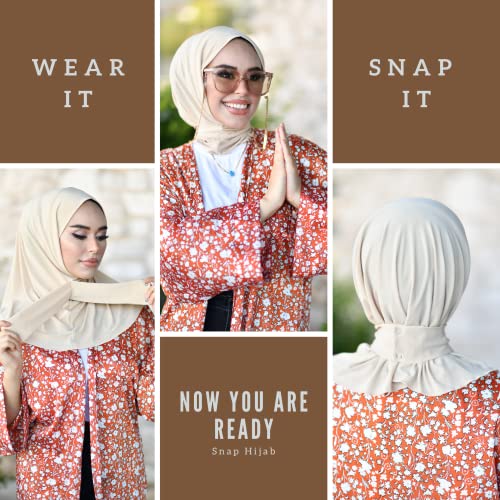 para life Snap Hijab for Women, Breathable Instant Hijabs|Standard Size Stretchable Cotton Sandy|Jersey Undercap - color: Light Brown
