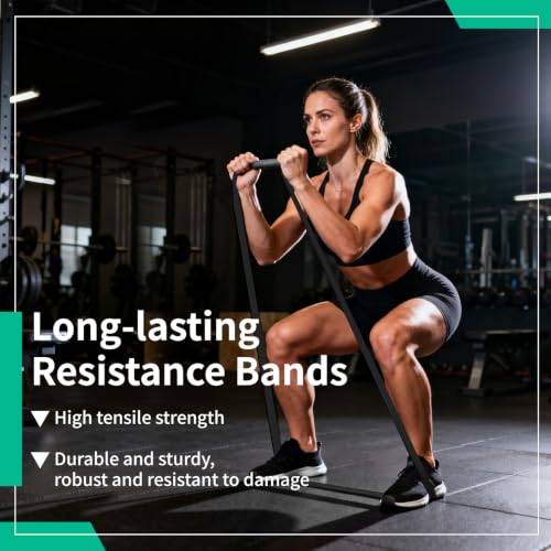 12-Pack Resistance Bands Set - Pull Up Assist, Strength Training & Physical Therapy for Home Gym | Exercise Loop Bands for Men & Women - color: Black 25-65lbs