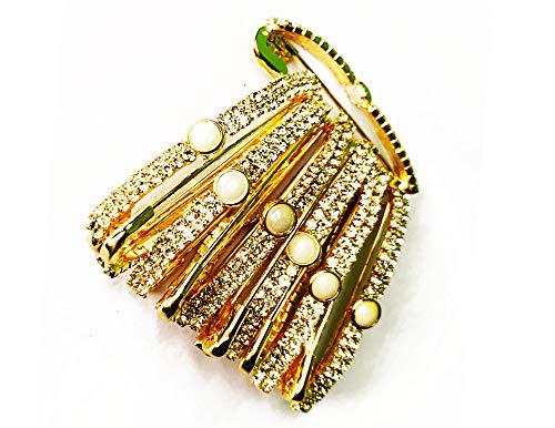 Decorative Golden Saree Pins with White Diamond,Safety Pin Decorated with Diamonds Set of 12