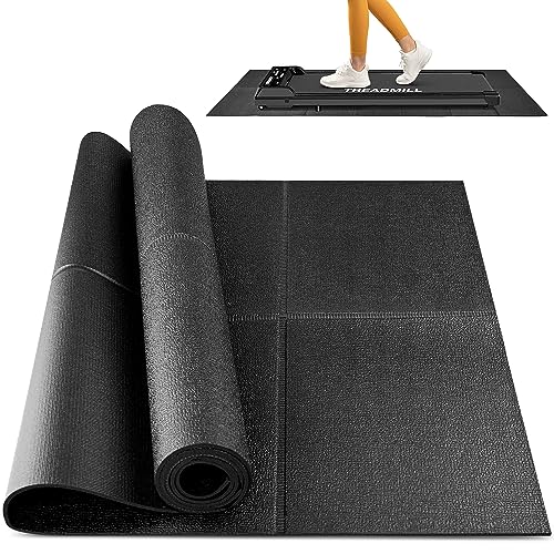 Foldable Treadmill Mat for Carpet - Walking Pad Mat for Home | Treadmill Mat for Hardwood Floors, Waterproof, Non-Slip, Rubber, for Bike/Exercise Equipment/Elliptical, Shock Absorbing - size: 68"L x 24"W x 0.2"Th