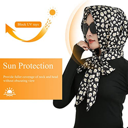 LumiSyne Satin Head Scarf Women Hijab Leopard Print Head Covering Headwear Turban Bandanas Sunscreen Scarf For Travel Beach