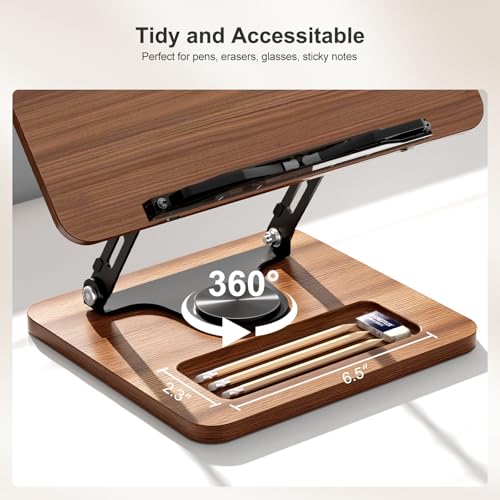 OPTIXCELL Book Stand for Reading, 360° Rotating Hands Free Book Holder, Adjustable Height and Angle, Page Clip for Cookbook, Recipe, Magazine, Laptop,Tablet, Foldable for Kitchen, Office, School - style: Book Stand