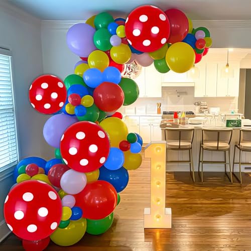 Red Yellow Blue Balloons, Red Blue Green Party Balloons Red Polka Dot Balloons Carnival Circus Balloons Yellow Green Latex Balloons For Kids Adults Birthday Carnival Theme Party Wedding Baby Shower - color: Red Yellow Blue Green