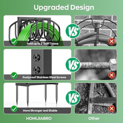Garden Water Hose Holder Holds 2 * 150Ft Hoses, Heavy-Duty Metal Freestanding Hose Holder with 4 Spikes, Rustproof Garden Hose Reels Hose Hanger Storage for Outside, Yard, Lawn, Farm, Black - color: Black