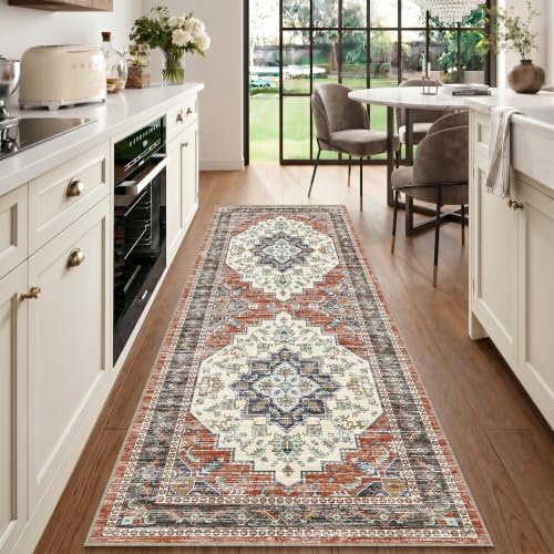 Area Rugs Runner 2x6 Washable Non-Slip Boho Indoor Carpets, Taupe Red - color: Taupe Red, size: 2' x 6' (Rectangular)