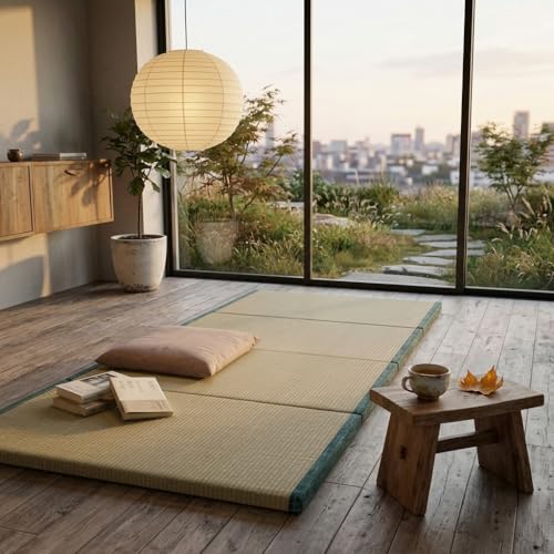 MustMat Tatami Futon Mattress Foldable Tatami Mat Twin Japanese Floor Mattress Rush Grass Floor Bed 35.4"x78.7"x1.2"(1 piece) - size: 1 piece