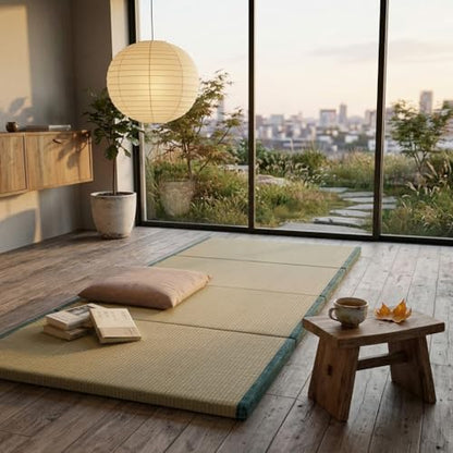 MustMat Tatami Futon Mattress Foldable Tatami Mat Twin Japanese Floor Mattress Rush Grass Floor Bed 35.4"x78.7"x1.2"(1 piece) - size: 1 piece