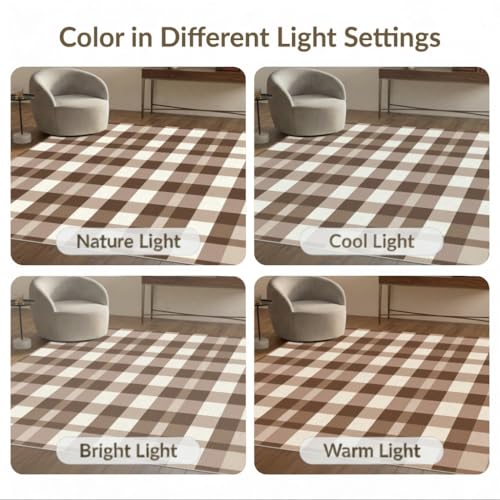 4'x6' Washable Rustic Checkered Accent Rug, Beige Non-Shedding Small Carpet for Playroom, Bedroom, Reading Nook, Pet Friendly & Non-Slip | Ref:1910429 - color: Beige/Pattern 30, size: 4' x 6' (Rectangular)