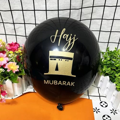 20pcs Umrah Mubarak Balloon Set Gold Black Islamic Party Supplies Ramadan Decorations for Ramadan Muslim Eid Umrah Mubarak Graduation Decorations Hajj Blessing Ceremony
