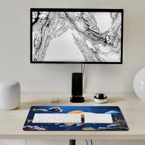 Large Size Gaming Mouse Pad Fishs Desk Mat Non-Slip Base Waterproof Desktop Writing Pad for Office Home - color: Fishs, size: 40X75cm