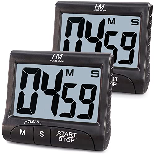 2-Pack Large Display Kitchen Timer - 3" Digital Timer Magnetic Back Loud Alarm - Black Cooking Timers for Kitchen Teachers Students Games Meetings - Sports Timers for Workouts Exercise - color: 2-pack Matte Black - Sleek Design - 3 Big No Show Function Bu