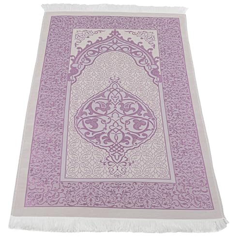 Modefa Islamic Prayer Mat Muslim Gifts - Thin Travel Muslim Prayer Rug in Taffeta Gift Bag with Tasbih Beads Prayer Matt Islam - Chenille Turkish Praying Carpet - Ramadan Gifts (Fuchsia) - color: Fuchsia