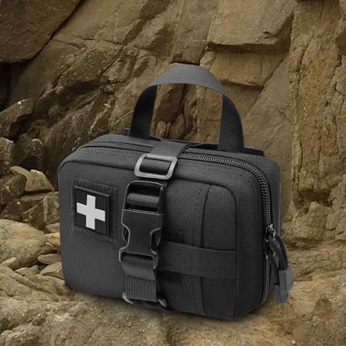 Upgrade Molle Rip Away Ifak Pouch, Tactical Small Belt First Aid Pouch Medical Utility EMT Pouch Only - color: BLACK