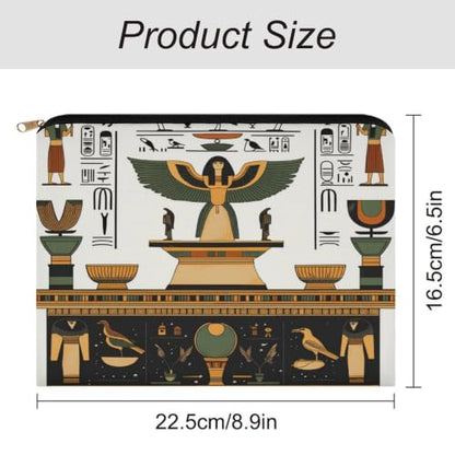 Egyptian Mystery Style Makeup Bag for Women, Cosmetic Pouch Travel Toiletry Organizer Bag 8.9"x6.5" Polyester - color: Egyptian Mystery Style