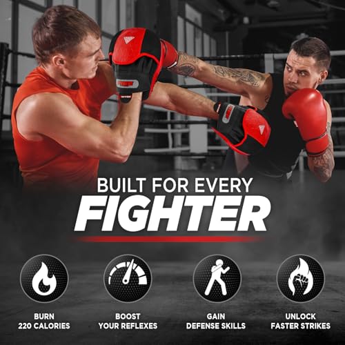 WYOX Boxing Hand Wraps Inner Gloves & Curved Focus Mitts Bundle for Men & Women Adults – 80cm Wrist Support, Gel Padding, MMA Muay Thai Kickboxing Training Gloves & Pads