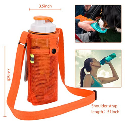 Tainehs Water Bottle Holder Carrier with Adjustable Shoulder Strap - Beach & Sports Bottle Bag for Hiking, Gym, Camping, Walking, Travel - color: Pink/Rose Pink