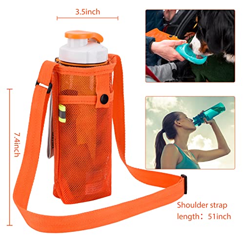 Tainehs Water Bottle Holder Carrier with Adjustable Shoulder Strap - Beach & Sports Bottle Bag for Hiking, Gym, Camping, Walking, Travel - color: Orange/Pink