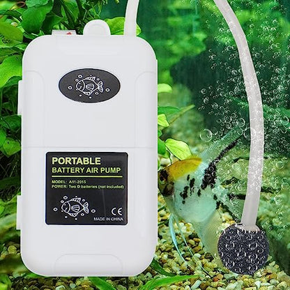 Portable Battery Air Pump for Fishing Trips, 6 Gallons Aeration Pump,Aquarium Air Pump with Air Stones, Outdoor & Outdoor use