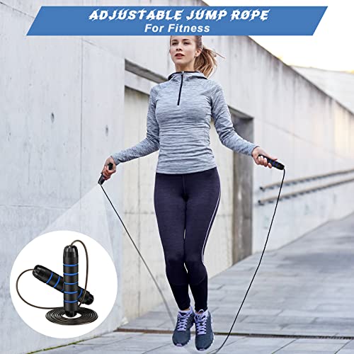Junkin Jump Ropes for Fitness with Ball Bearings Speed Jumping Adjustable Skipping Rope with Foam Handles Exercise Stuffer for Men Women Cardio Training Slim Body - color: Red, Green, Black, Blue