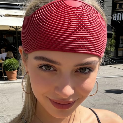 Non Slip Hijab Crown Headband | 2 Pack Elastic Lightweight Hair Grip Band Base Layer for Workout Sports Daily Use Black (Deep Red) - color: Deep Red