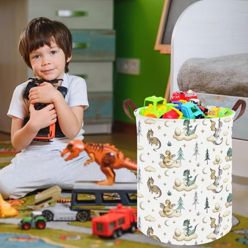 Dinosaur hamper,Dinosaur Collapsible Kid Room Basket,Cloud moon star dragon egg laundry hamper for kids,Nursery hamper,party gift basket,Shelf Book Basket(Cute dinosaurs) - color: Cute dinosaurs