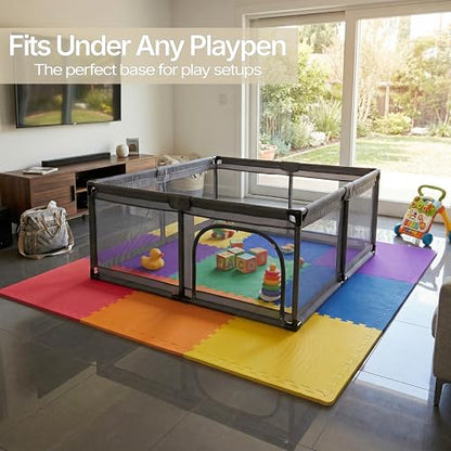 FlooringInc Baby Play Mat for Floor, Extra Large 2'x2' Foam Floor Tiles for Kids, Soft Interlocking Puzzle Mat, 1/2 Inch Thick, Non-Toxic EVA (Rainbow, 30 Tile Pack, 120 Sq Ft) - size: 30 Tile Pack