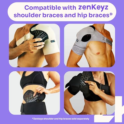 ZENKEYZ Reusable Gel Shoulder Ice Pack - 8x10 in, Black | Reusable hot & cold gel wrap - flexible - Use for shoulder, knee, ankle & back pain, injuries & sport