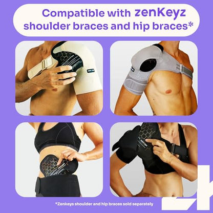 ZENKEYZ Reusable Gel Shoulder Ice Pack - 8x10 in, Black | Reusable hot & cold gel wrap - flexible - Use for shoulder, knee, ankle & back pain, injuries & sport
