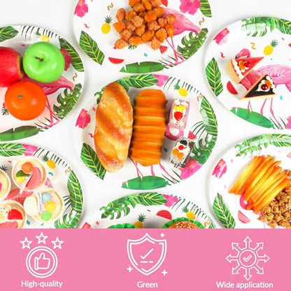 Qyeahkj 플라밍고 타원형 종이 접시 대형 27.9cm(11인치) 하와이안 루아우 플래터 식기 용품 여름 플라밍고 튼튼한 접시 트레이 여름 해변 열대 알로하 생일 파티 식기 장식 - style: 플라밍고